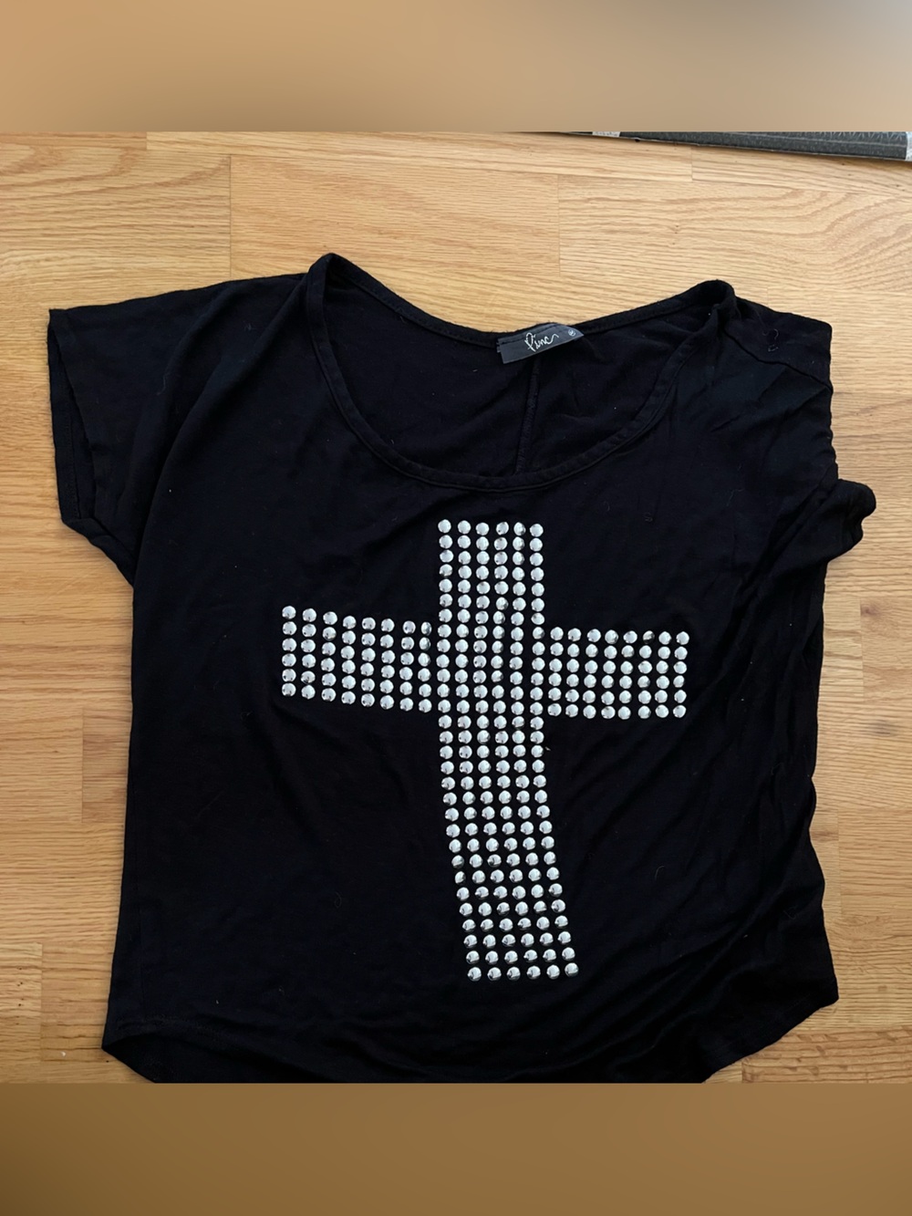 Black Studded Cross Tee